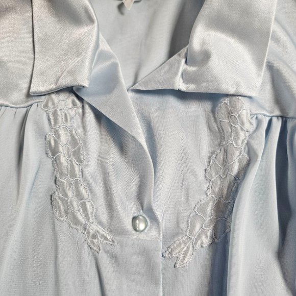 Vintage Vanity Fair House Coat Womens Large Silky Satin Button Front Robe - Picture 3 of 7